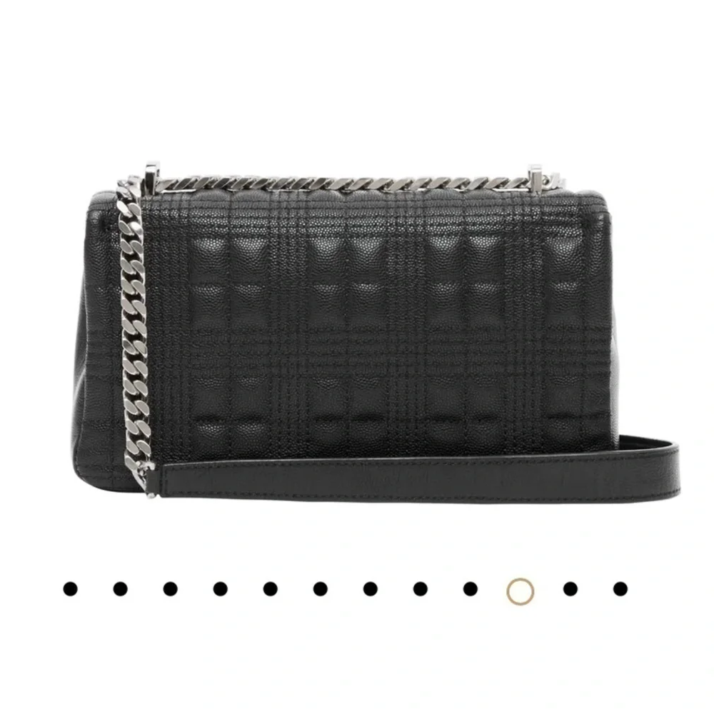 NWT BURBERRY Small Lola Quilted Leather CL Bag Black Silvertone